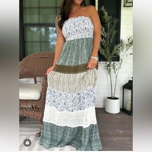 Angie Multicolor Strapless Maxi Dress